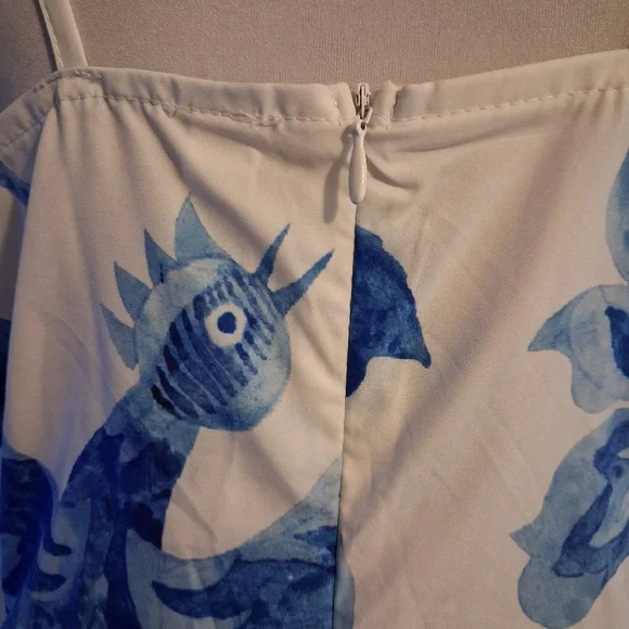 Blue And White Floral Maxi Dress Size Large - Picture 10 of 11